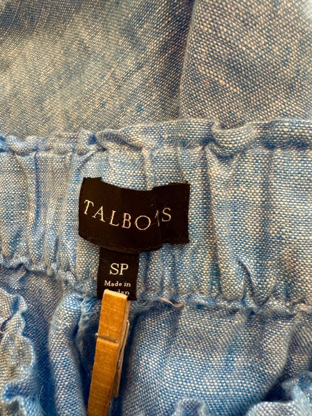 Women's Size S/P Talbots 100% Linen Capri's, Sky Blue, Pockets, Elastic Waist - Picture 4 of 5